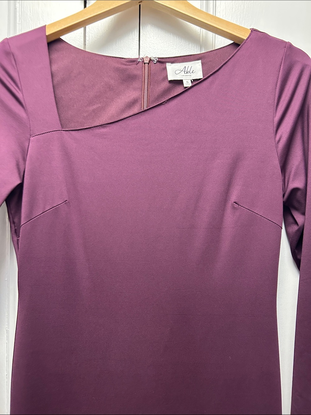 Able Plum Asymmetric Hem Long-Sleeve Dress - Picture 6 of 9